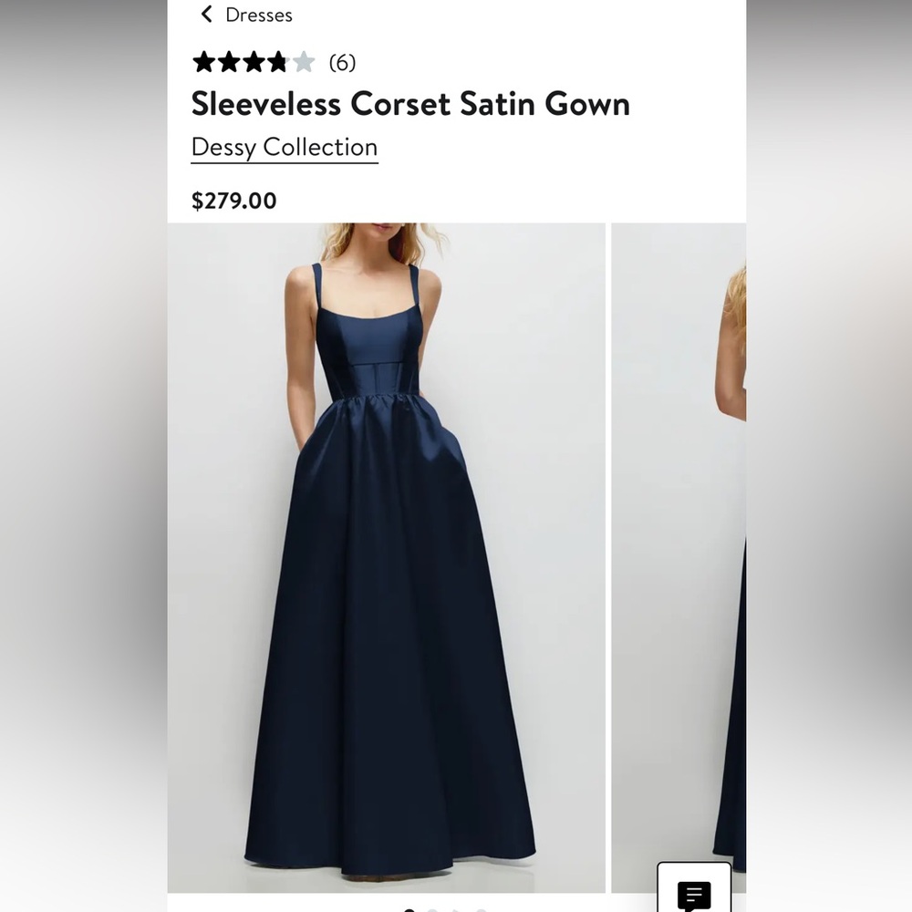 Nordstrom Dessy Collection Navy Corset Gown